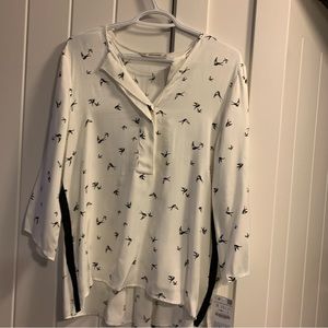 Zara White Blouse with birds motif